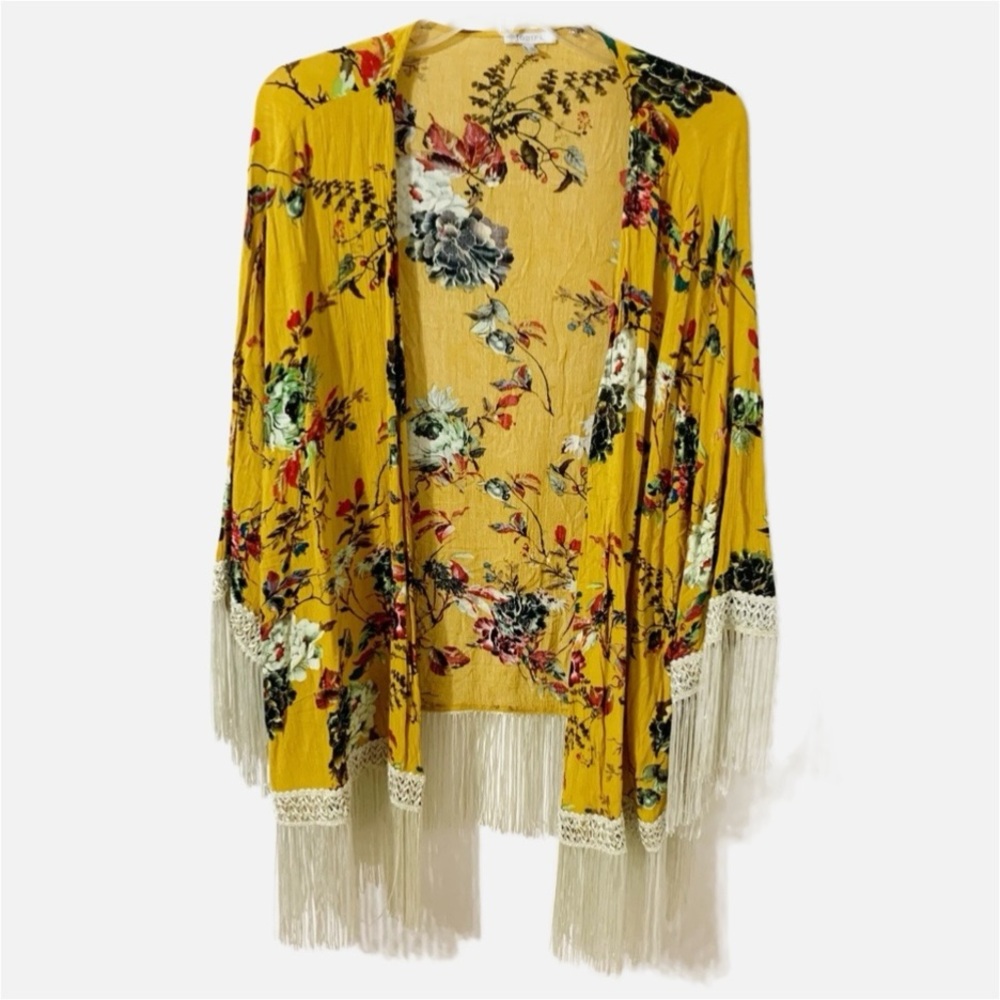 Jodifl Floral Boho Style Bell Sleeve Open Front Lightweight Kimono Cardigan 🟨🟩